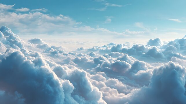 Aerial view of clouds and mountains from above the sky