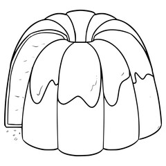 bundt cake illustration hand drawn outline vector