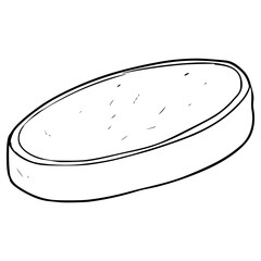 one slice garlic bread illustration hand drawn outline vector
