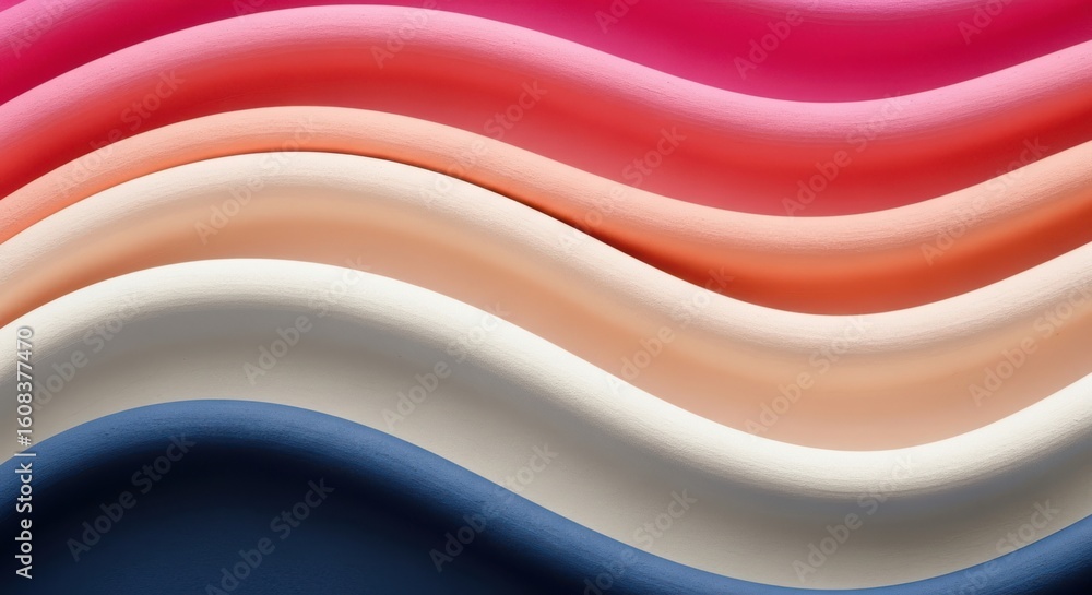 Poster photo of abstract waves of soft pastel colored fabric creating a smooth flowing texture