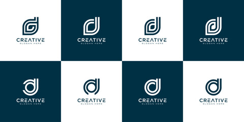 set of initials D logo vector design template