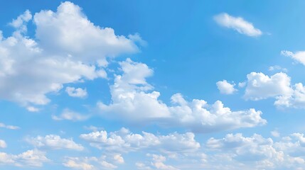 Fototapeta premium Blue sky filled with fluffy white clouds on a sunny day