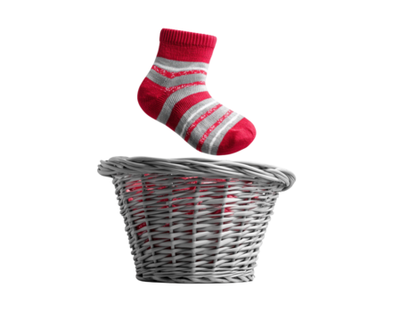 Sock above a wicker container