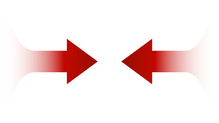 Red gradient arrow pointing on white background