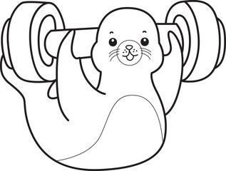 Coloring pages of cute seal stock illustration.