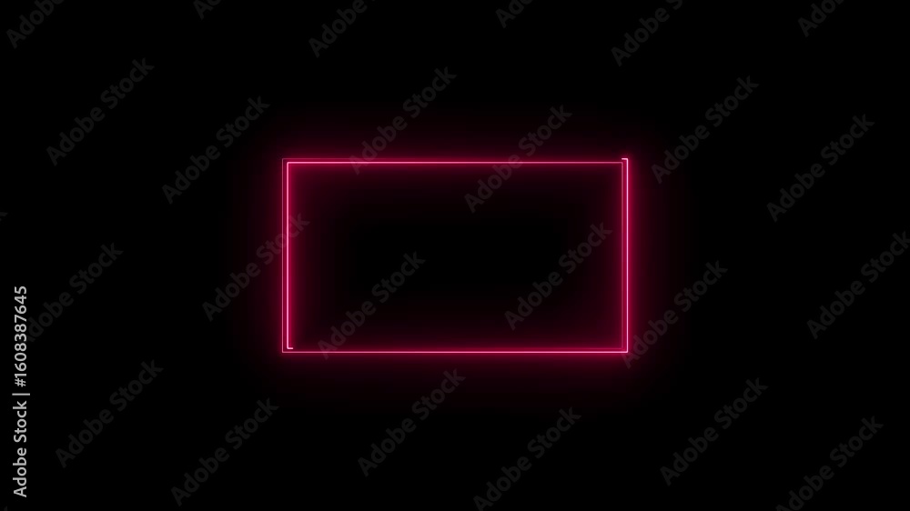 Poster neon effect rectangle frame loop background 4k.