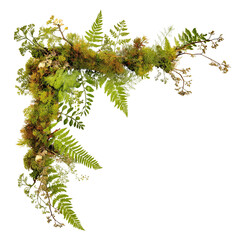 Green Botanical Corner Decoration on Black Background