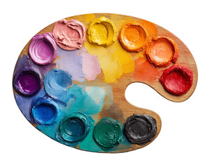 Wooden palette with colorful paints