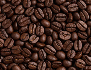 Fototapeta premium Roasted coffee beans seamless pattern background