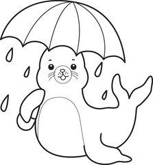 Coloring pages of cute seal outline illustrations.