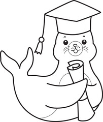 Coloring pages of cute seal outline illustrations.