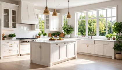 Bright, airy kitchen with large windows