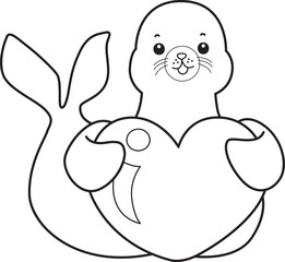 Coloring pages of cute seal outline illustrations.