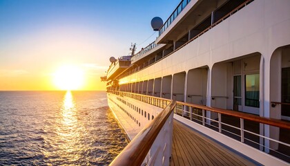 Luxurious cruise ship at sunset