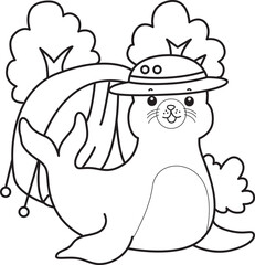 Coloring pages of cute seal outline illustrations.