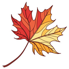 Obraz premium Maple Leaf Vector Illustration – Autumn Fall Foliage Design in Red and Orange