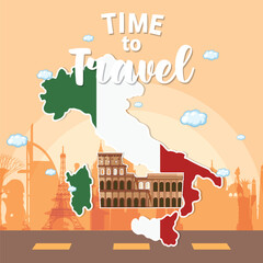Italian Travel Adventure Vector Illustration