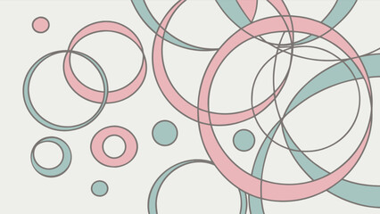 Abstract composition featuring intersecting pink and teal circles on a light background design element