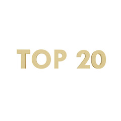 Golden Top 20 Typography  Isolated Text for Rating, Best List, and Success Ranking Design hit songs 