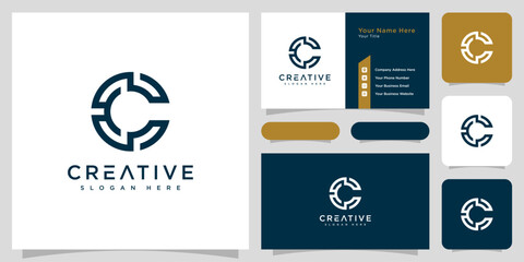 initial letter c logo line style vector design