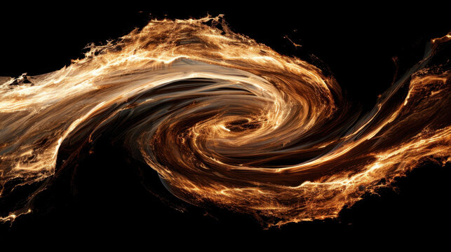 Glowing spark trail swirling in black background creates mesmerizing visual effect, evoking sense of energy and movement. dynamic flow of light captivates viewer imagination