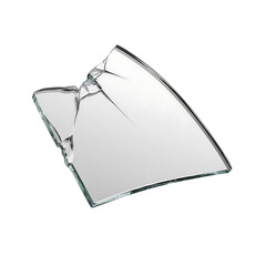 cracked mirror shard with reflective edge, broken glass fragment, sharp reflective surface, distressed mirror texture isolated on transparent background PNG