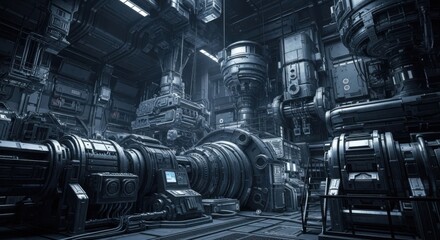 Futuristic Industrial Machine Room Interior