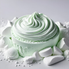 Mousse shaving cream or facial cleanser product or soft soap foam texture background copy space.