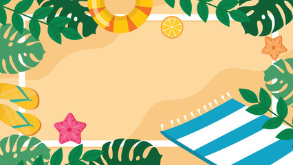 Colorful Summer Flat Background With Ornament