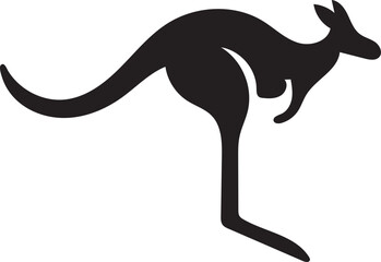 Bold vector graphic of a jumping kangaroo silhouette. An iconic Australian marsupial symbol for design.