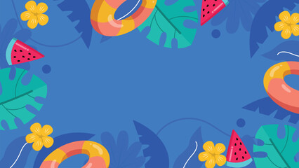 Colorful Summer Flat Background With Ornament