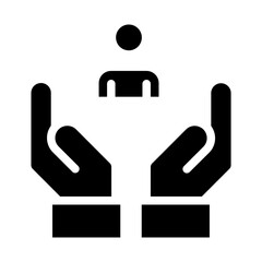 Fototapeta premium Hands holding person icon for personal insurance