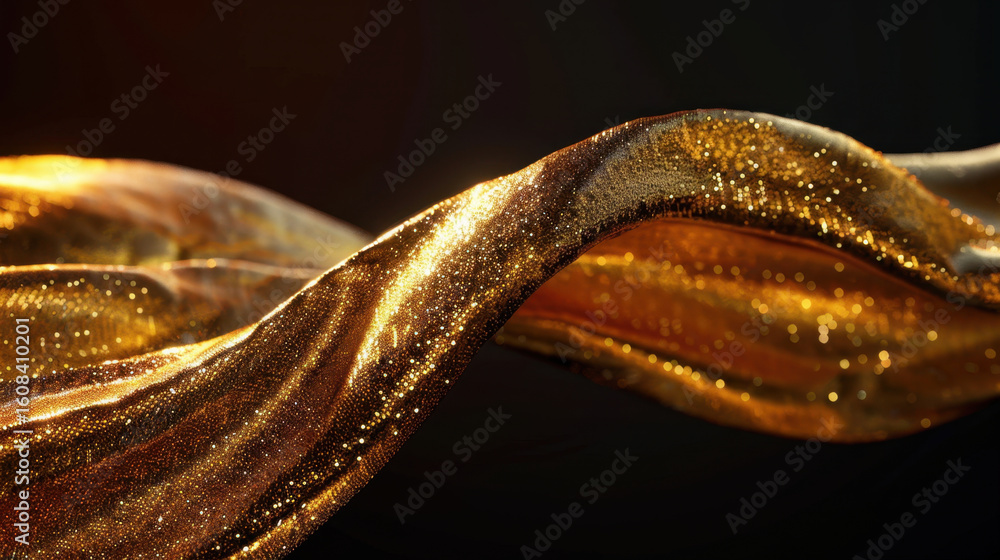 Poster golden glitter waves flowing across glowing background create mesmerizing visual effect. shimmering 