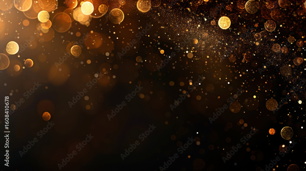 Poster golden particles cascading on smooth gradient background create mesmerizing effect, evoking sense of