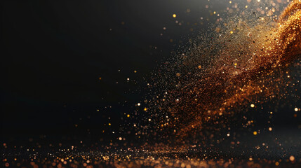 Obraz premium Golden particles cascading on smooth gradient background create mesmerizing visual effect, evoking sense of elegance and luxury. shimmering dust dances in light, enhancing atmosphere