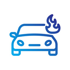 Car fire icon for fire damage insurance