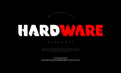 Industrial-style bold sans serif font ideal for tech and hardware branding