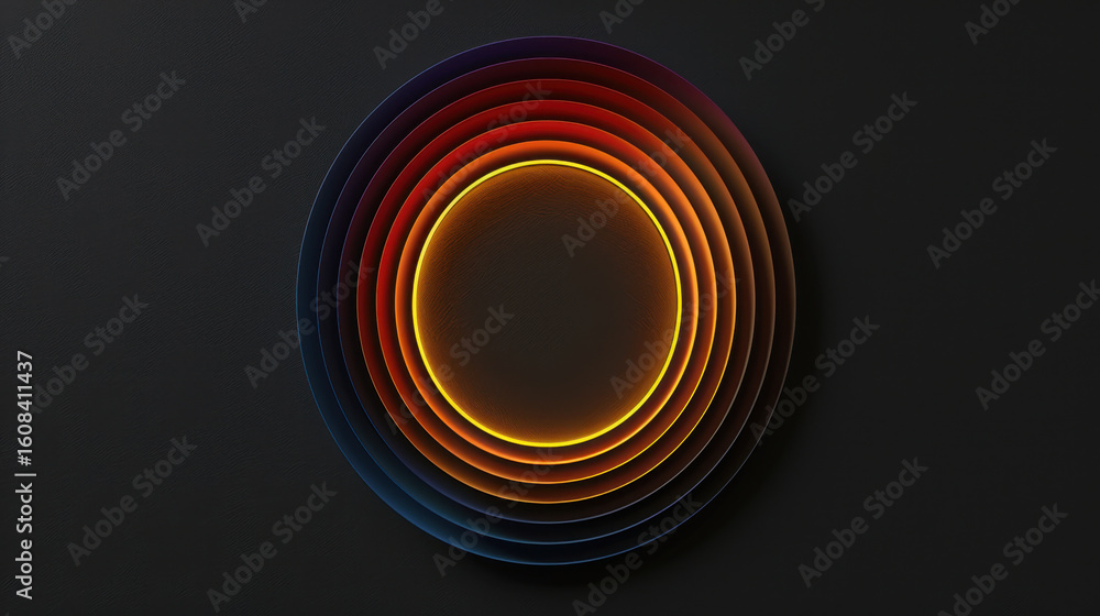 Poster gradient circular rings full spectrum colors create mesmerizing visual effect against dark backgroun