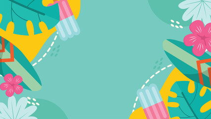 Colorful Summer Flat Background With Ornament