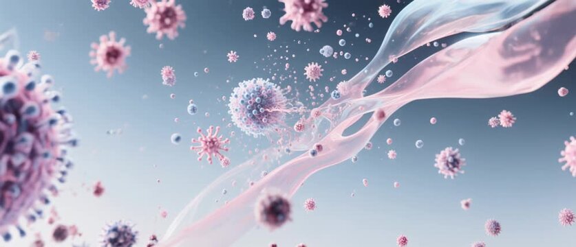 Microscopic View of Immune Response Against Pathogens in a Biological Environment - Abstract Concept for Health and Medical Research