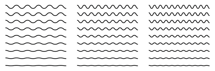 Wavy and Zigzag Line Pattern Set &ndash; Thin Wave Ornaments, Underlines, 
and Abstract Stroke Elements Vector