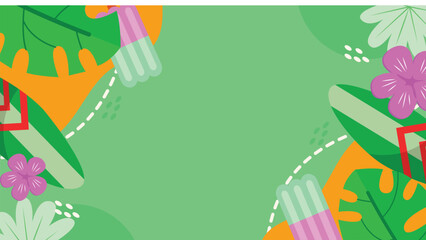 Colorful Summer Flat Background With Ornament