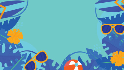 Colorful Summer Flat Background With Ornament