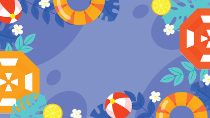 Colorful Summer Flat Background With Ornament