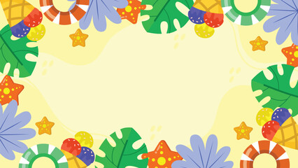 Colorful Summer Flat Background With Ornament