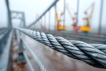 Obraz premium Steel Cable Bridge Construction