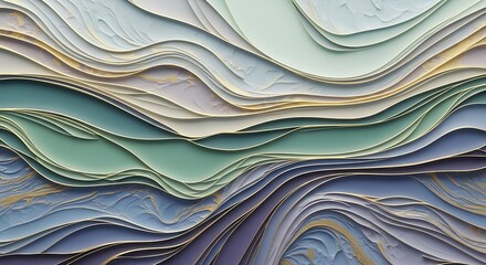 Abstract pastel wavy layers reminiscent of landscapes and atmospheric depth
