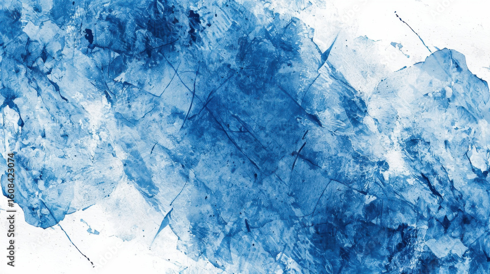 Poster vibrant blue watercolor texture background with soft, flowing patterns and abstract shapes, evoking 