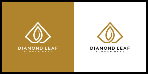 diamond leaf logo vector design line style