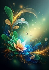 Enchanting floral abstract with shimmering lights and ethereal beauty creates dreamlike scene